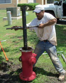 private fire hydrant repair in progress